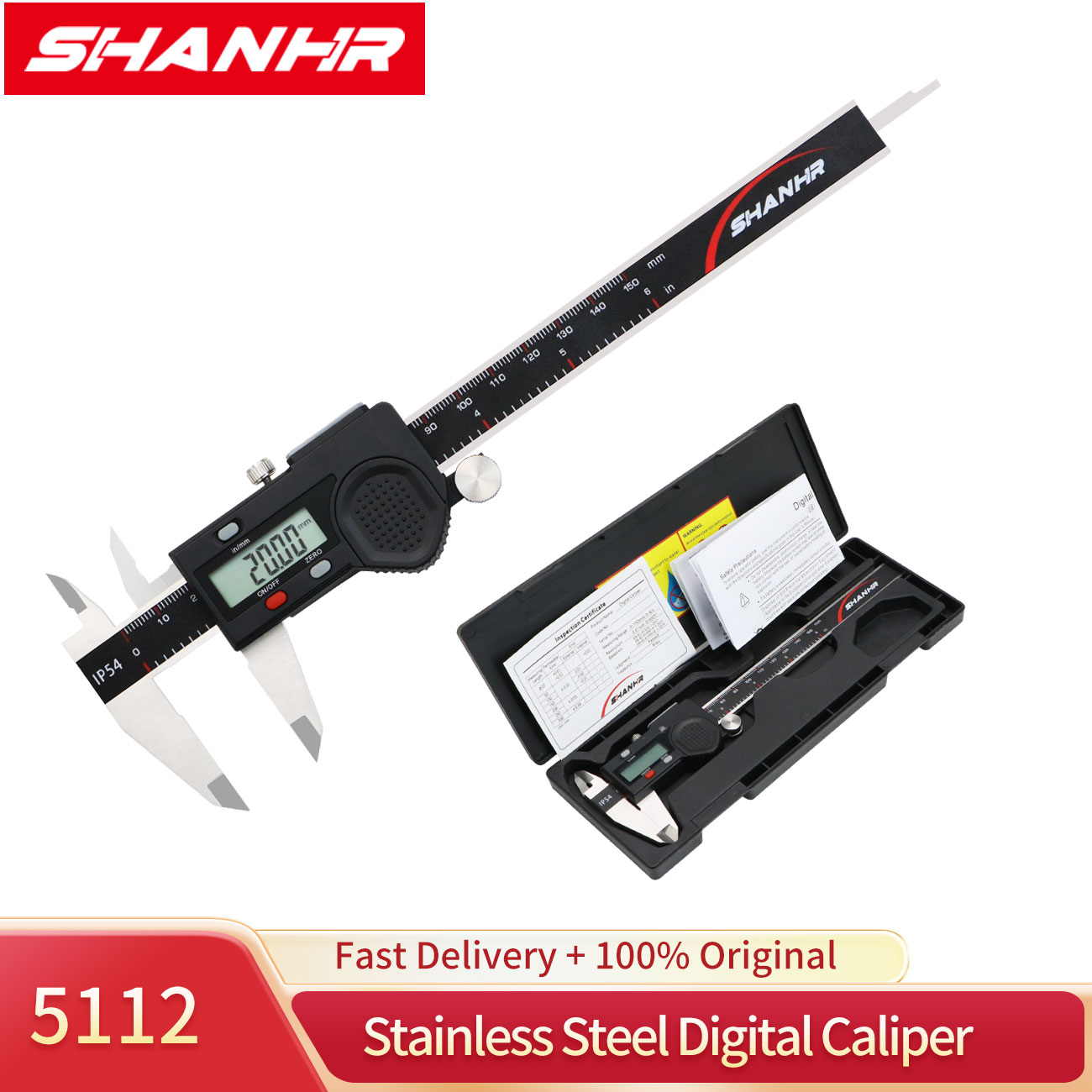 Digital Caliper 150Mm Stainless Steel - Paquímetro Digital Eletrônico SHANHR 150mm, Micrômetro