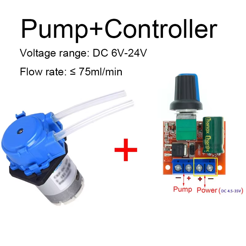 Mini Peristaltic Pump 12V - Bomba Peristáltica Pequena Ajustável DC6V-12V para